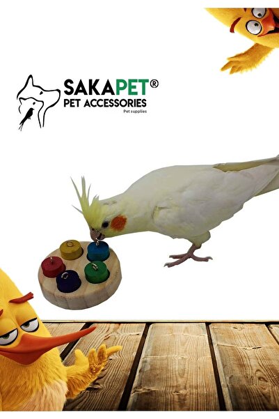 SAKAPET Natural Colored Parrot Wooden Intelligence Development Interactive Toy - Oval