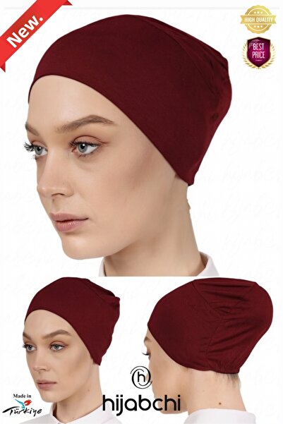 hijabchi Bonete practice cu închidere prin snap - Viscose material elastic - Roșu Claret
