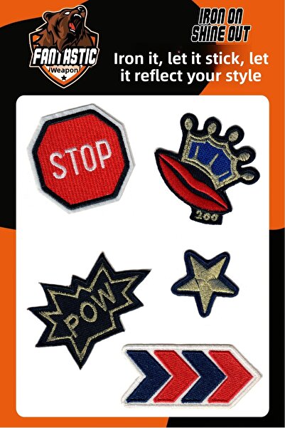 FANTASTIC ARMA مجموعة رقع التطريز القابلة للكي - مجموعة التطريز - STOP، POW، ...