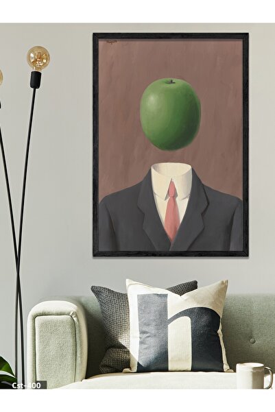 CeSht Apple Headed Human One Piece Black Wooden Framed Painting