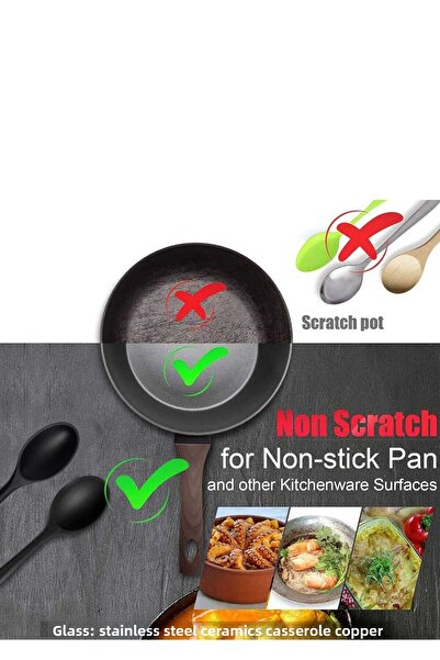 elfnur 3 Pieces Heat Resistant Hard Tip Fireproof Food Serving Set - 28 cm Spoon 23 cm