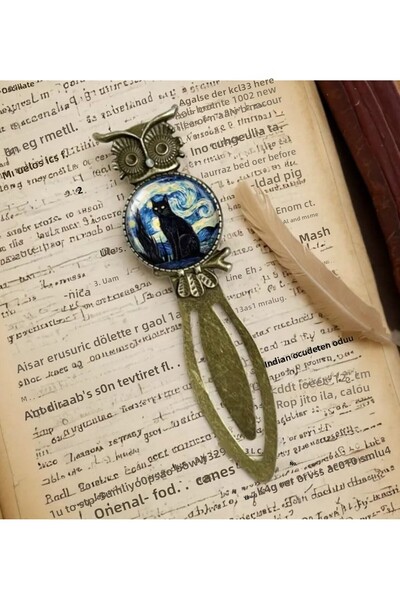 Yaratıcı sanatlar atölyesi Bronze Metal Cat Figured Vintage Bookmark Retro De...