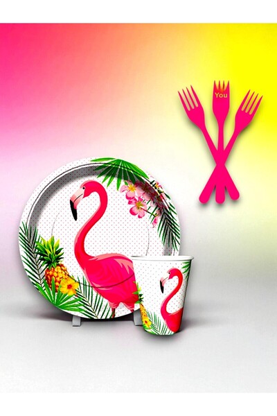partylady مجموعة أدوات تقديم الطعام ذات الطابع الفلامنجي للاستخدام مرة واحدة ...
