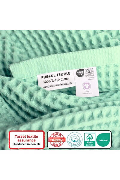 Püskül Tekstil Luxury 4-Piece Waffle Weave Towel Set (2 Bath + 2 Hand), 100% Cotton Quality Quick-Drying Towels