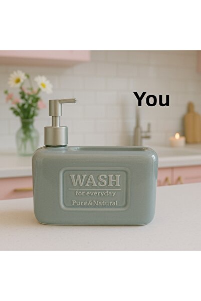 Kitchen Line Ceramic Kitchen Soap Dispenser with Sponge Compartment 750 ml