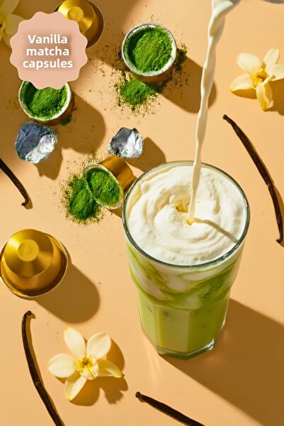Mim and More Vanilla Matcha Capsule - Nespresso Compatible, Vanilla Flavored Matcha Powder, Pack of 10
