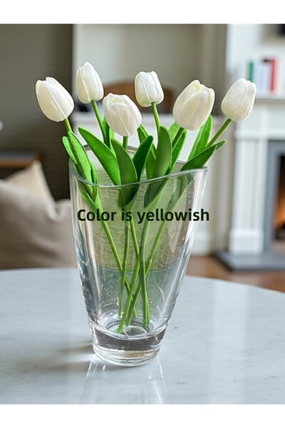 RENK YAPI RÜYASI Wet Textured Artificial Tulip Decorative Stylish 6 Pieces Artificial Tulip Bouquet