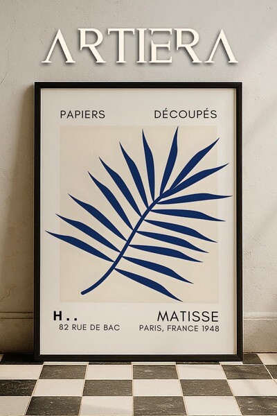 HİGUERA Σειρά Matisse Paper Cuttings Πίνακας τοίχου με ξύλινο πλαίσιο με φύλλ...