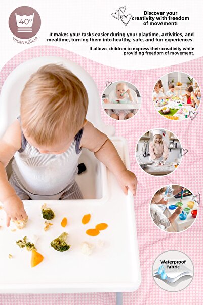 HAMUR Proof Liquid Proof 140X140 cm Baby Kids Play Activity Activity Nutrition Cover Checkerboard Powder