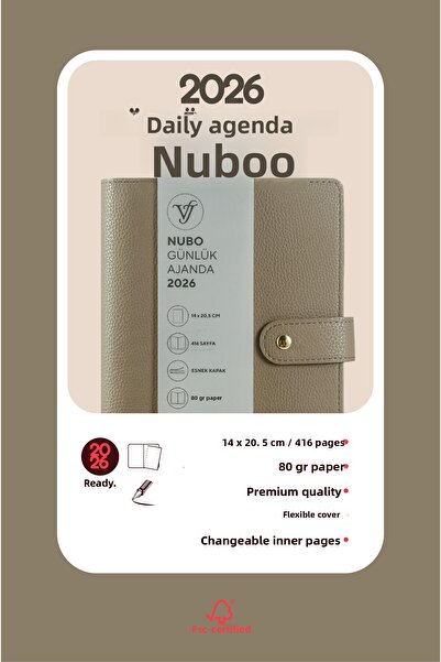 Victoria's Journals Nubo 2026 Дневен дневник A5 (14x21cm) Гъвкава корица Слонова кост 80gsm