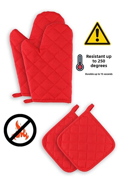 sevilya Fireproof and Heat Resistant Oven Mitts and Holders (2 GLOVES, 2 HANDLES)