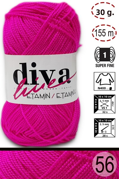 Diva İplik ديفا إيتامين ووركس أورلون 56 نيون فوشيا