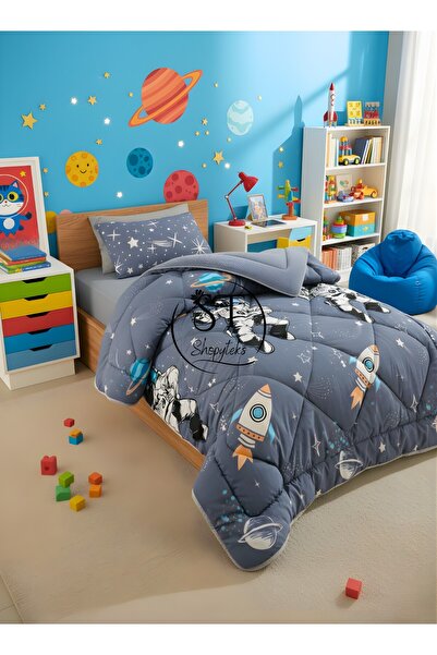 Shopyteks Σετ ύπνου Wellsoft με μοτίβο αστροναύτη μονόχρωμο, διπλής όψης