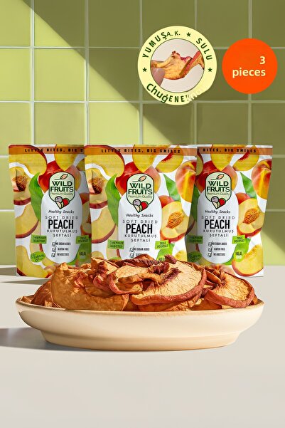 WildFruits Premium Quality فاكهة مجففة - خوخ مجفف بدون إضافات أو سكر مضاف، نباتي، فاكهة مجففة طرية 3 × 50 جرام