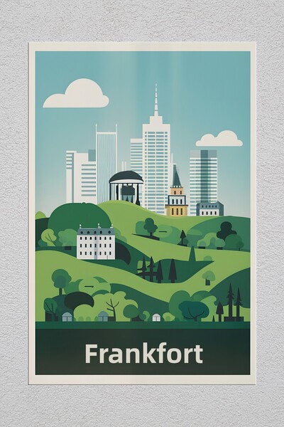 Lucena Pictură decorativă de perete vintage cu imprimeu metalic Frankfurt Ger...