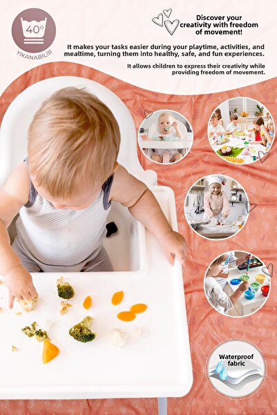 HAMUR Proof Liquid Proof 140X140 cm Baby Kids Play Activity Activity Nutrition Cover Love