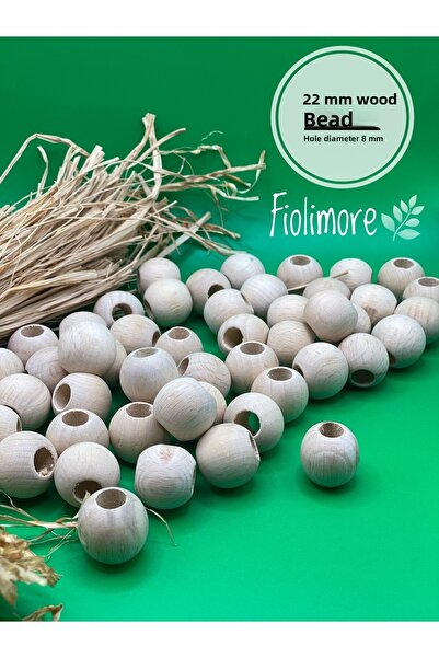 Fiolimore Mărgele din lemn brut de 22 mm (50 gr 14 bucăți) Diametru gaură lat...