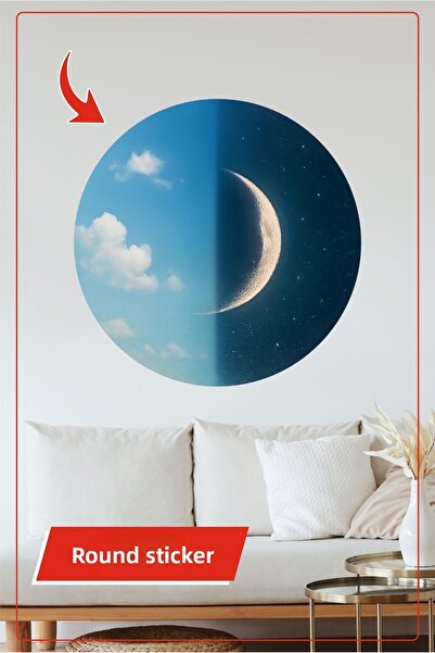 KOSS Dijital Autocolant rotund cu tematică Crescent, zi și noapte, produs est...