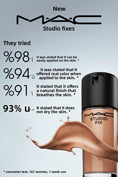 M.A.C Matte Foundation Lasting up to 24 Hours - Studio Fix Fluid Spf15 - Color: Nc42 - 30ml