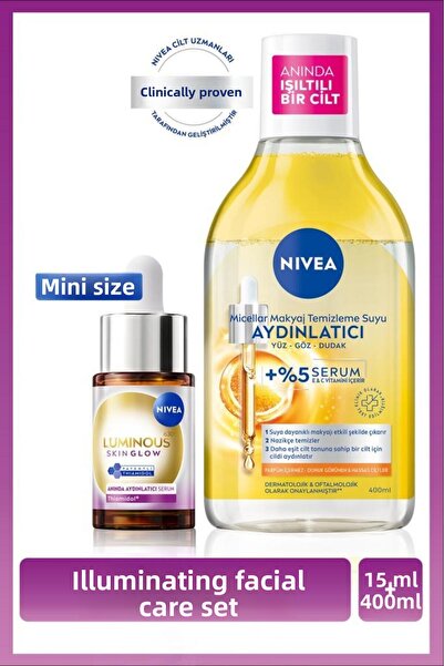 NIVEA Luminous630 Skin Glow Illuminating Serum 15ml and Illuminating Micellar...