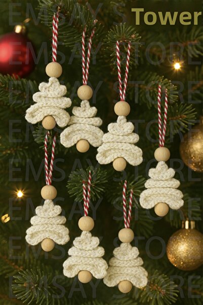 Emsay Store Μίνι χειροποίητο πλεκτό στολίδι για χριστουγεννιάτικο δέντρο – Σετ 6 τεμαχίων