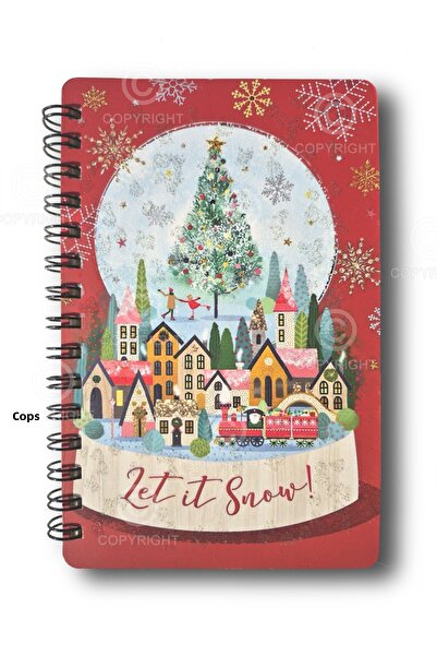 Mia Pera Glitter Notebook A5 New Year Unlined Spiral 14X21 cm Christmas Snow Globe Pattern