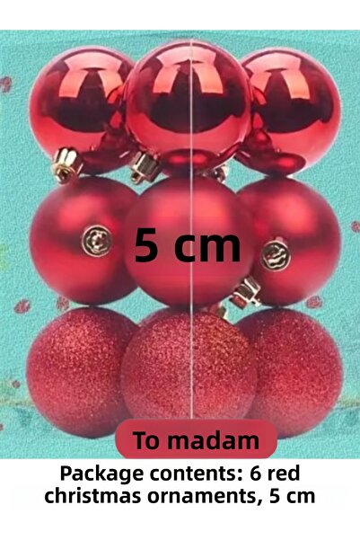 madamini 6 Pieces Christmas Tree Ornament 5 cm Glittery and Shiny Tiny Cute B...