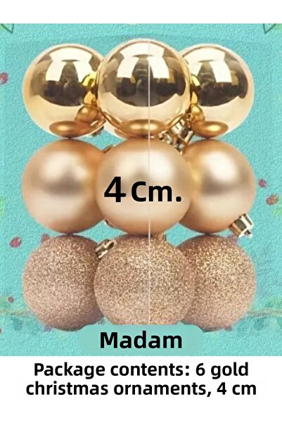 madamini 6 коледни украшения за елха 4 см Блестящи и лъскави малки сладки топ...