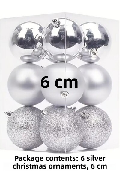 madamini 6 bucăți de ornamente pentru brad de Crăciun, 6 cm, cu sclipici și s...