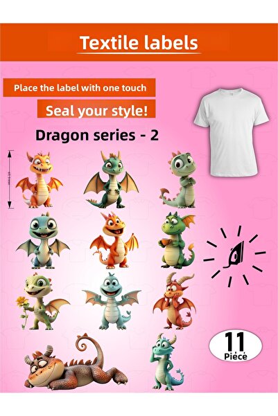 AGG Reklam Iron-On Clothing Label Dragon Series-2 Set of 11
