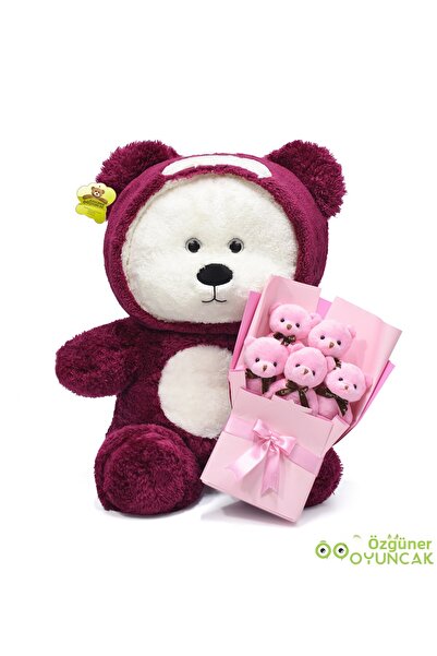 Özgüner Oyuncak Unforgettable Surprise for Your Loved One – Sleepy Bear 90 cm and Plush Bouquet Gift Set