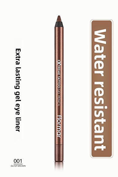Flormar Işıltılı Kalıcı Göz Kalemi (BAKIR) - Extreme Tattoo Gel Pencil - 001 Glitzy Brown - 8682536028837