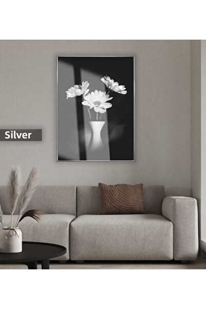 Harikabirev HARİKABİREV | MODEL DE FLORI VAZOLU ALB-NEGRU | TABLA DE STICLA T...