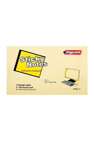 Bigpoint Αυτοκόλλητο Χαρτί Σημειώσεων 75x125 Κίτρινο 100yp