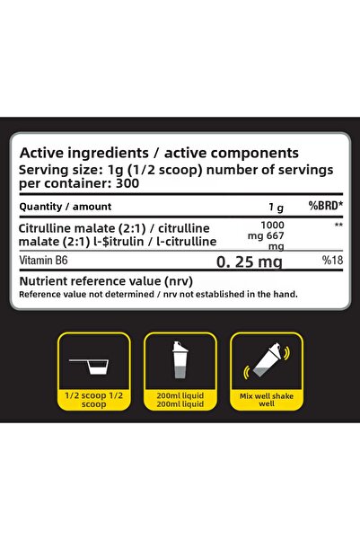Dynamic Nutrition Citrulline Malate - 300 g - Unflavored - 300 Servings - 100% Pure Citrulline Malate