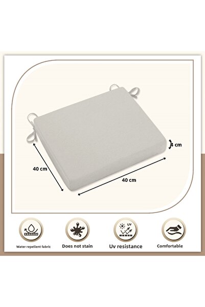 Evim Canvas Stone Liquid Proof Chair Cushion 40X40 cm Stain Resistant Zippered