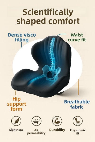 Viscomina Orthopedic Waist and Seating Cushion 5D Design 100% Visco Material