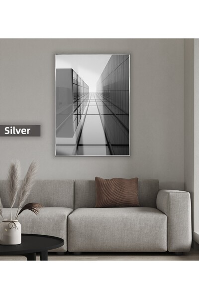 Harikabirev HARİKABİREV | MODEL BLACK&WHITE SKYDELEN 02 | TABLA DE STICLA TEMPLATA CU CADRU, SIMPLE, VERTICALA