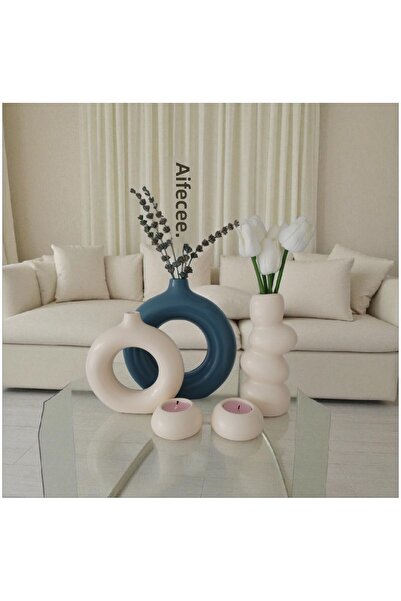 The Motellas Set de suporturi pentru lumânări vază decorativă modernă Platinum Design Dimensiune mare | Decor pentru salon, birou, casă