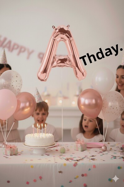 Deniz Party Store بالون ورق ذهبي وردي 36 - 40 سم حرف A