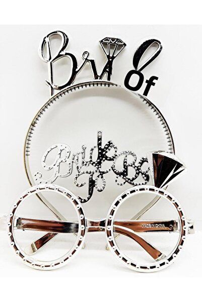 Go İthalat طقم نظارات مكتوب عليها Bride Crown و Bride To Be باللون الفضي (5250)