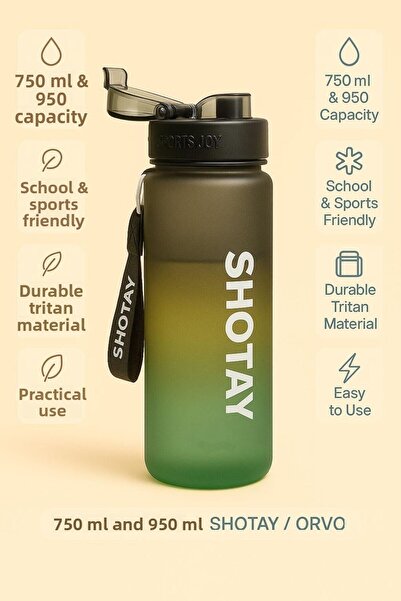 ORVO Shotay 950 ml Water Bottle – Sports Bottle with Locking Lid, Spout, and Strap (Gradient Color) St-7217
