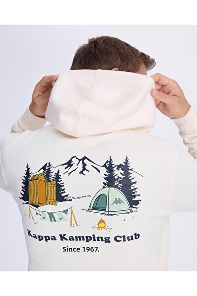 Kappa Αυθεντικό Graphik Phelps Unisex Λευκό κουκούλα με κανονική εφαρμογή