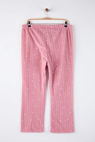 Trendyol Curve Ροζ-Μπλε Σκούρο Μπλε Πακέτο 2 Πιτζάμες Πλεκτές Χειμερινές Πιτζάμες με Αστέρια και Καρδιά TBBAW26IA00000