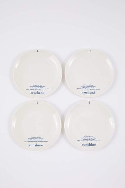 TRENDYOLMİLLA HOME Set de 4 farfurii din porțelan cu tematică Weekend 21cm TPHAW26TBK00022