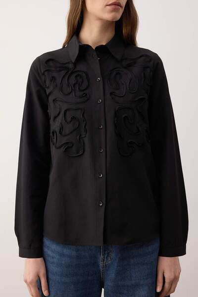 Trendyol Collection Black Textured Oversized Woven Shirt Twoaw26Go00019