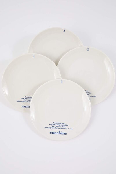 TRENDYOLMİLLA HOME Набір порцелянових тарілок для десертів з 4 слоганами, 21 см TPHAW26TBK00022