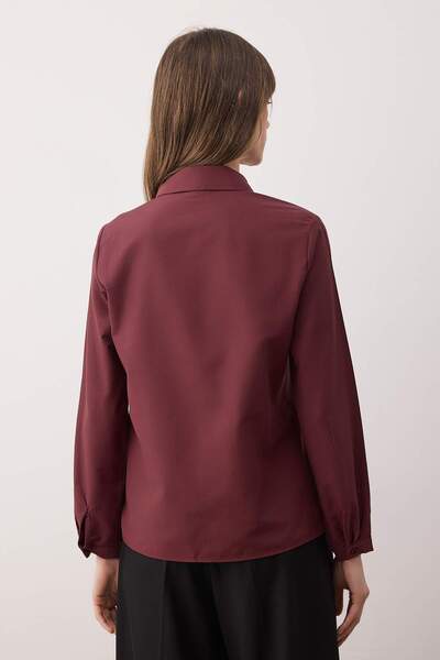 Trendyol Collection Burgundy Textured Oversized Woven Shirt Twoaw26Go00019