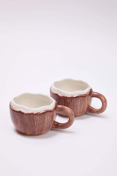 TRENDYOLMİLLA HOME Set of 2 Ceramic Coconut Design Mug Tphaw26Up00005
