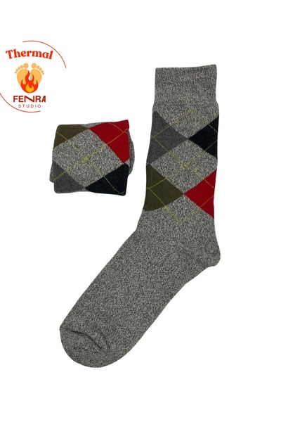 FENRA STUDIO Full Thermal Towel-Like Gray Baklava Men's Socks